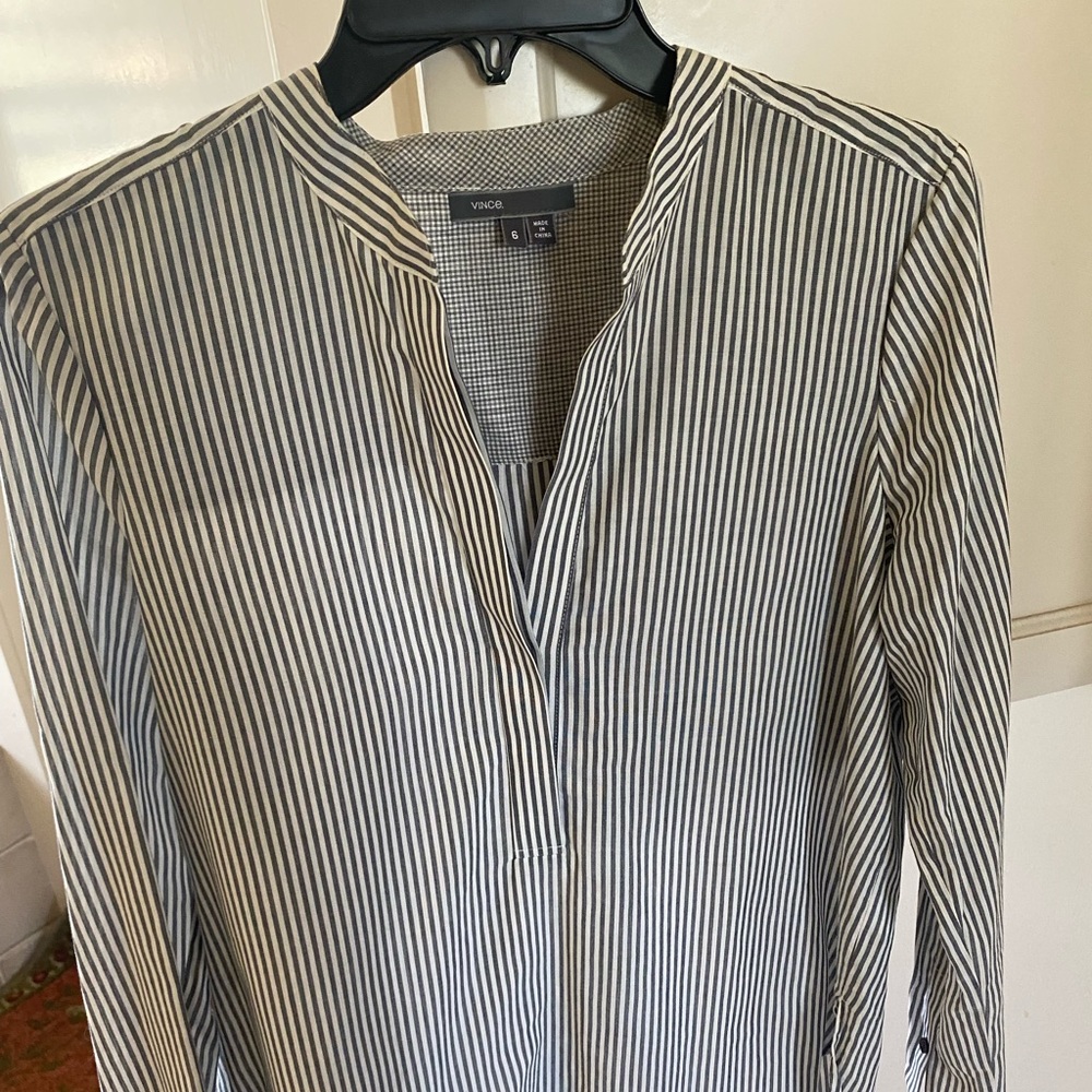 Vince. cotton band collar shirt